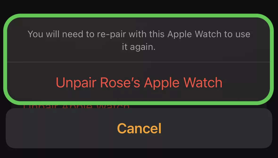 Unpair apple watch 2024 from old phone